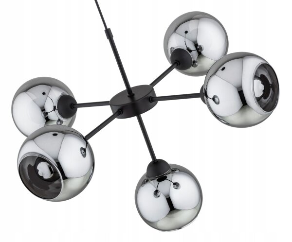 Hängelampe 5-flammig Rauchglas Schwarz E27 B:60 cm Leuchte