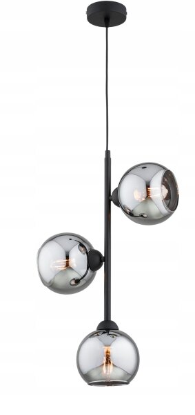 Hängelampe 3-flammig Rauchglas Schwarz E27 B:15 cm Leuchte