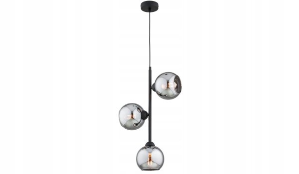 Hängelampe 3-flammig Rauchglas Schwarz E27 B:15 cm Leuchte