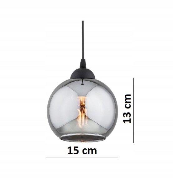 Pendelleuchte 4-flammig Rauchglas Schwarz E27 L:90 cm Leuchte