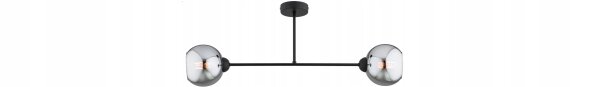 Deckenlampe 2-flammig Rauchglas Schwarz E27 L:60 cm Leuchte
