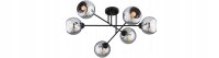 Deckenlampe 6-flammig Rauchglas Schwarz E27 L:70 cm