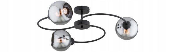 Deckenlampe Rauchglas Schwarz 3-flammig E27 L:70 cm Leuchte