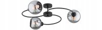 Deckenlampe Rauchglas Schwarz 3-flammig E27 L:70 cm