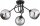 Deckenlampe 3-flammig Rauchglas Schwarz E27 B:40 cm Leuchte