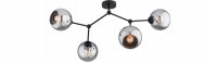 Deckenlampe 4-flammig Rauchglas Schwarz E27 L:80 cm