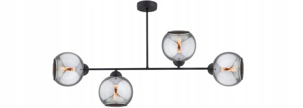 Deckenleuchte Rauchglas Schwarz 4-flammig E27 L:80 cm Leuchte