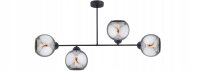 Deckenleuchte Rauchglas Schwarz 4-flammig E27 L:80 cm