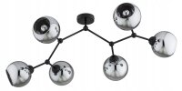 Deckenlampe 6-flammig Rauchglas Schwarz E27 L:80 cm