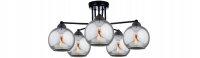 Deckenlampe 5-flammig Rauchglas Schwarz E27 B:80 cm