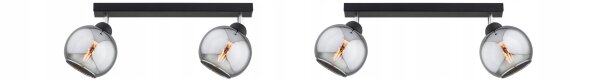 Deckenspot flexibel 2-flammig Rauchglas E27 L:40 cm Leuchte