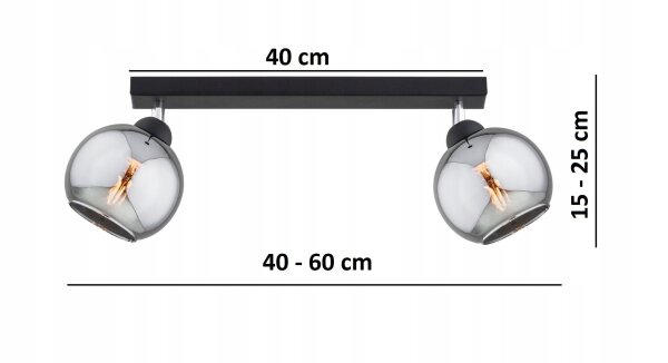 Deckenspot flexibel 2-flammig Rauchglas E27 L:40 cm Leuchte