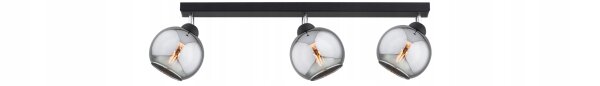Deckenspot verstellbar 3-flammig Rauchglas E27 L:40 cm Leuchte