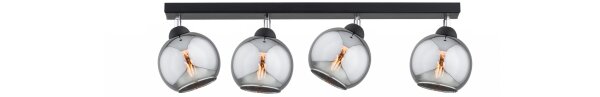 Deckenspot schwenkbar 4-flammig Rauchglas E27 L:60 cm Leuchte