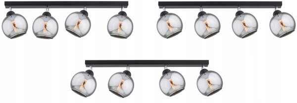 Deckenspot schwenkbar 4-flammig Rauchglas E27 L:60 cm Leuchte