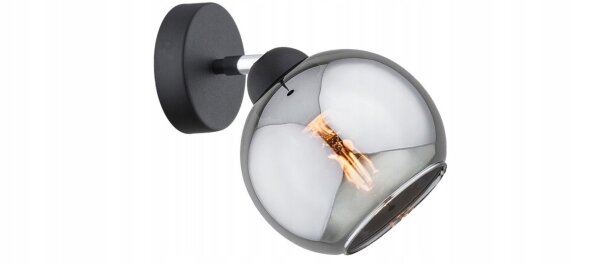 Wandspot schwenkbar Rauchglas Schwarz E27 T:20 cm Leuchte