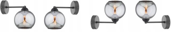 Wandleuchte Rauchglas Metall Schwarz E27 T:20 cm Leuchte