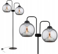 Stehleuchte 2-flammig Rauchglas Schwarz E27 150 cm