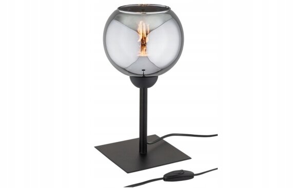Tischleuchte Rauchglas Schwarz E27 H:30 cm blendarm Leuchte