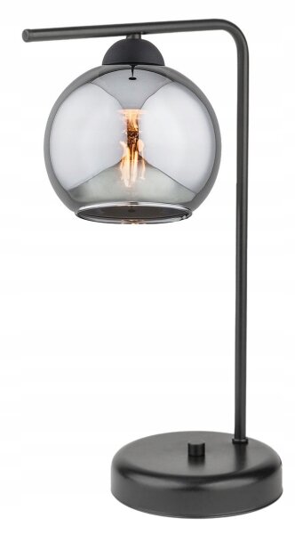 Tischleuchte Rauchglas Schwarz E27 H:30 cm elegant Leuchte
