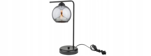 Tischleuchte Rauchglas Schwarz E27 H:30 cm elegant Leuchte