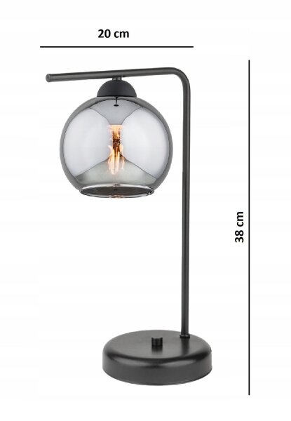 Tischleuchte Rauchglas Schwarz E27 H:30 cm elegant Leuchte