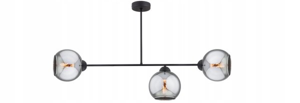 Deckenlampe 3-flammig Rauchglas Schwarz E27 L:80 cm Leuchte