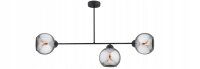 Deckenlampe 3-flammig Rauchglas Schwarz E27 L:80 cm