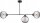 Deckenlampe 3-flammig Rauchglas Schwarz E27 L:80 cm Leuchte