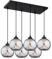 H&auml;ngelampe 6-flammig Rauchglas Schwarz E27 L:60 cm