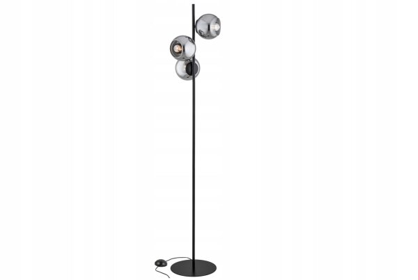 Stehlampe 3-flammig Rauchglas Glas Schwarz E27 B:30 cm Leuchte