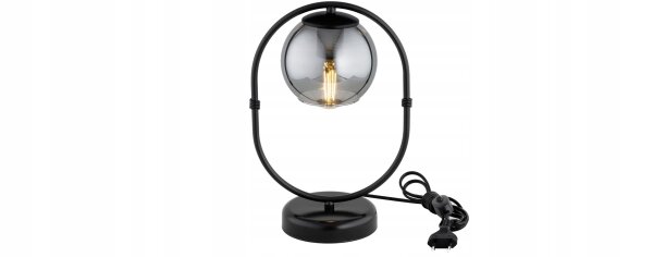 Tischleuchte Rauchglas Metall Schwarz E27 35 cm Modern Leuchte