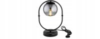 Tischleuchte Rauchglas Metall Schwarz E27 35 cm Modern...
