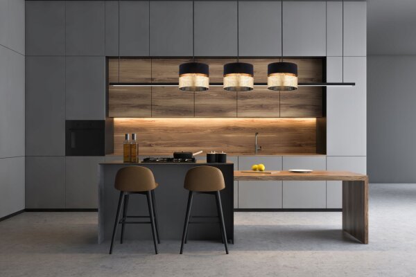 Pendelleuchte Schwarz Gold E27 B:20 cm Modern rund Leuchte