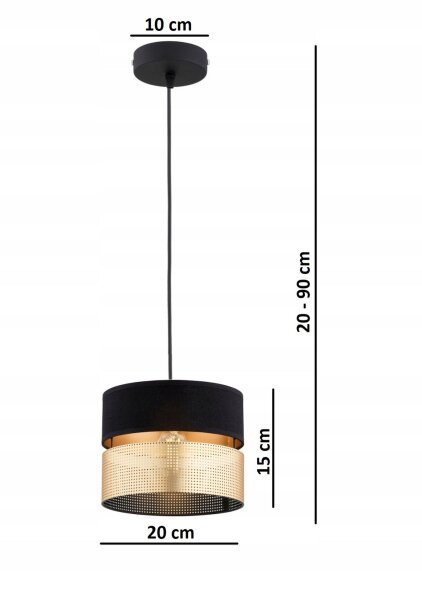 Pendelleuchte Schwarz Gold E27 B:20 cm Modern rund Leuchte