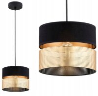 Pendelleuchte Schwarz Gold E27 B:20 cm Modern rund
