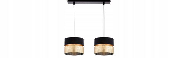 Pendelleuchte 2-flammig Schwarz Gold E27 L:50 cm Modern Leuchte