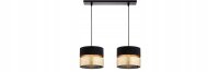 Pendelleuchte 2-flammig Schwarz Gold E27 L:50 cm Modern