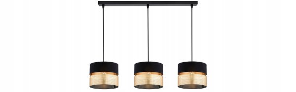 Pendelleuchte 3-flammig Schwarz Gold E27 L:70 cm Modern