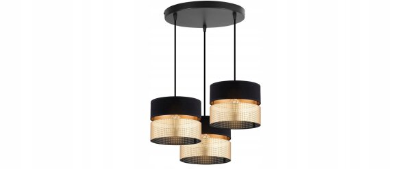 Pendelleuchte 3-flammig Schwarz Gold Modern E27 B:45 cm Leuchte