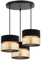 Pendelleuchte 3-flammig Schwarz Gold Modern E27 B:45 cm