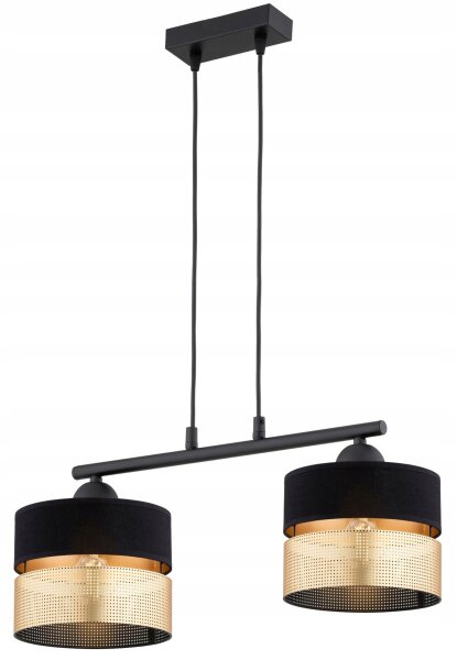 Pendelleuchte Schwarz Gold 2-flammig E27 L:50 cm Modern Leuchte