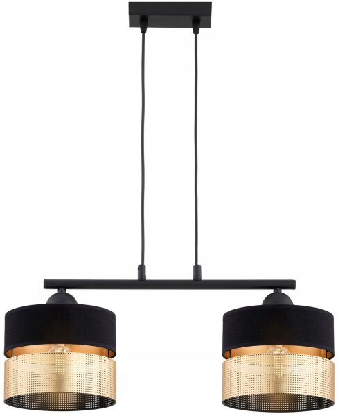 Pendelleuchte Schwarz Gold 2-flammig E27 L:50 cm Modern Leuchte