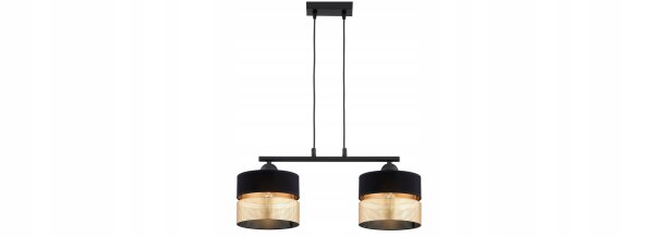 Pendelleuchte Schwarz Gold 2-flammig E27 L:50 cm Modern Leuchte