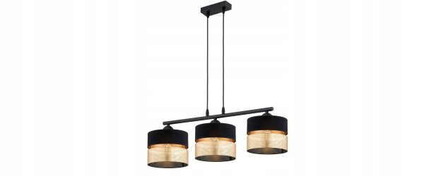 Hängelampe Schwarz Gold 3-flammig E27 L:70 cm Modern Leuchte