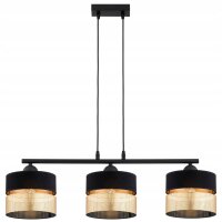 Hängelampe Schwarz Gold 3-flammig E27 L:70 cm Modern