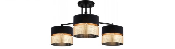 Deckenleuchte 3-flammig Schwarz Gold Modern E27 B:60 cm Leuchte