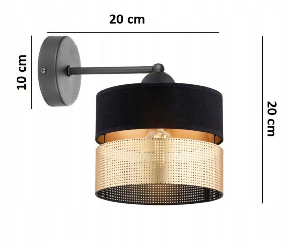 Wandlampe Metall Schwarz Gold E27 T:20 cm dekorativ