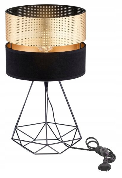 Tischleuchte Draht Schwarz Gold Metall E27 38 cm Modern Leuchte