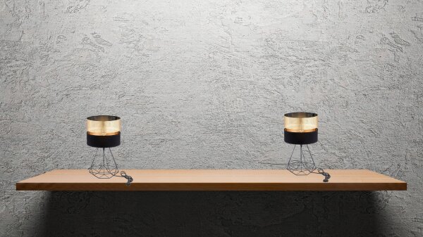 Tischleuchte Draht Schwarz Gold Metall E27 38 cm Modern Leuchte